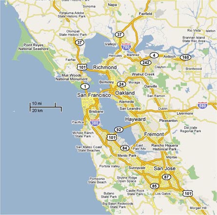 Map of San Francisco Bay Area